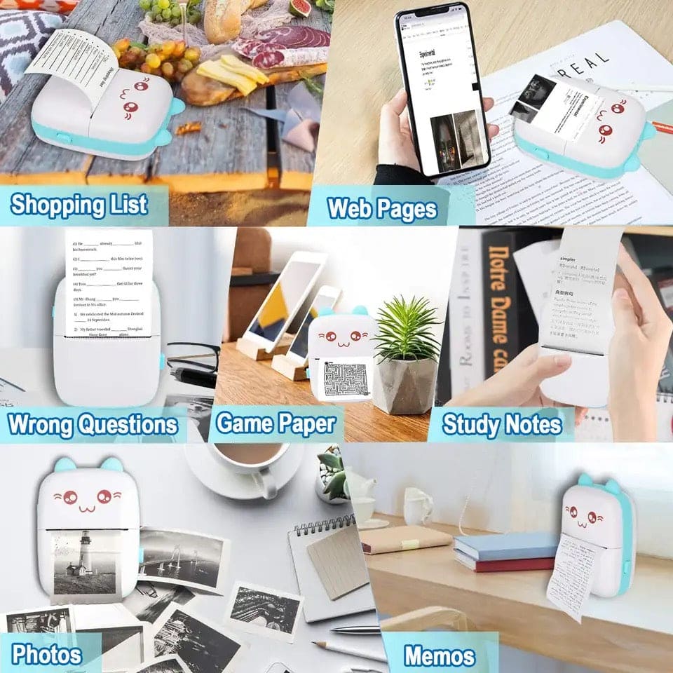Meow Pocket Printer, Mini Bluetooth Photo Printer, Pocket Printer With Thermal Paper Roll, Wireless Mini Printer For Memo Receipt Label Notes, Thermal Printer Compatible with Android or iOS APP, Smart Thermal Inkless Printer Meow Pocket Printer, Mini Bluetooth Photo Printer, Pocket Printer With Thermal Paper Roll, Wireless Mini Printer For Memo Receipt Label Notes, Thermal Printer Compatible with Android or iOS APP, Smart Thermal Inkless Printer